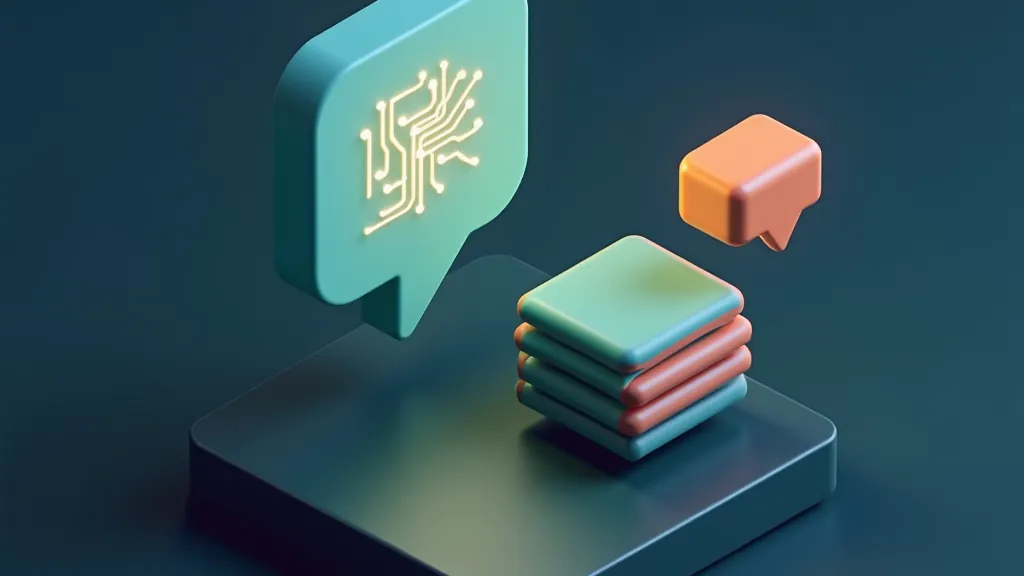 Isometric illustration of glowing chat bubbles beside a terminal cube, representing building a chatbot on an open API